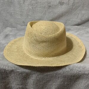 Unihat by Texace Woven Straw Fedora Hat Beige Made in USA Safari Lightweight